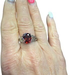Avon Sterling Silver Ring with Deep Red CZ Gemstone Size 10 NIB vintage 2004